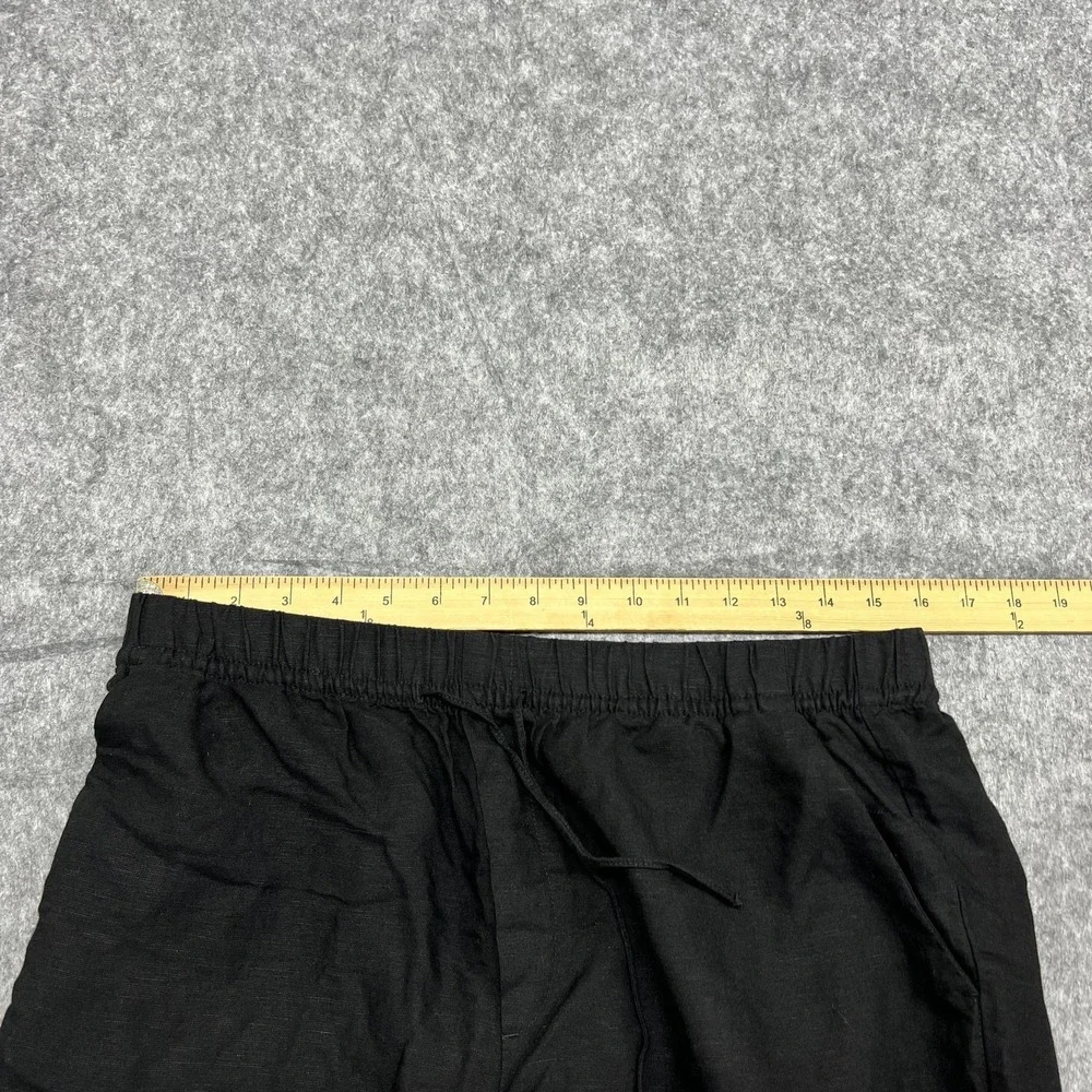 H&M Pants Womens M Black Linen Blend Relaxed Lounge Sweatpants Drawstring